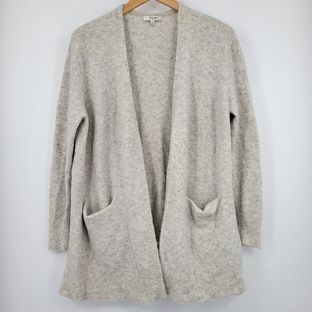 Madewell Cardigan Sweater Women Medium Gray Merino Wool Alpaca Layering Neutral